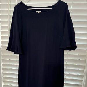 Talbots Outlet Navy Knit Dress Size Medium with ruffle sleeves